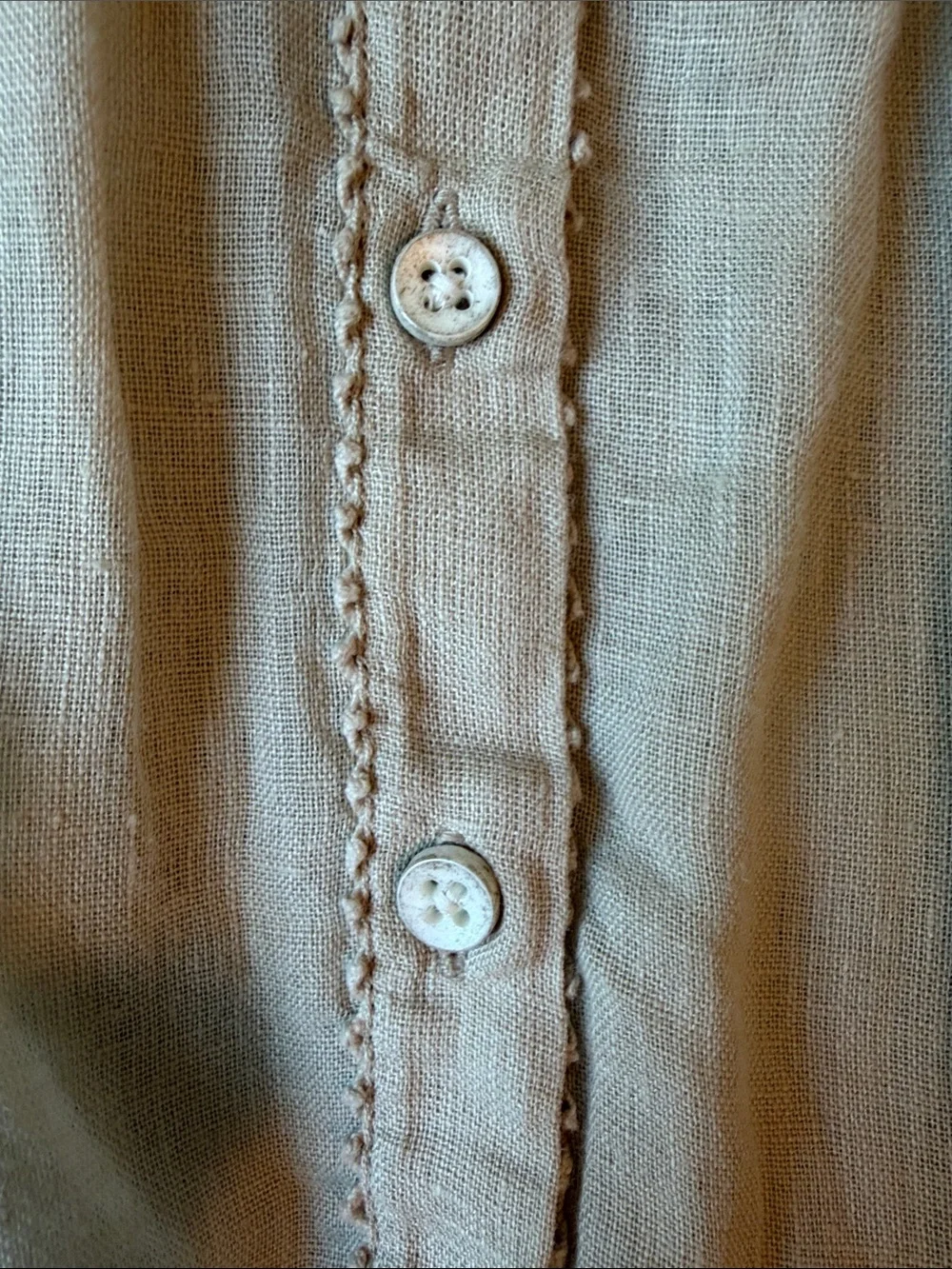 3 Tommy Bahama Linen Button Down Blouses with Ruffle Detail Aqua Coral and Tan - Picture 12 of 15